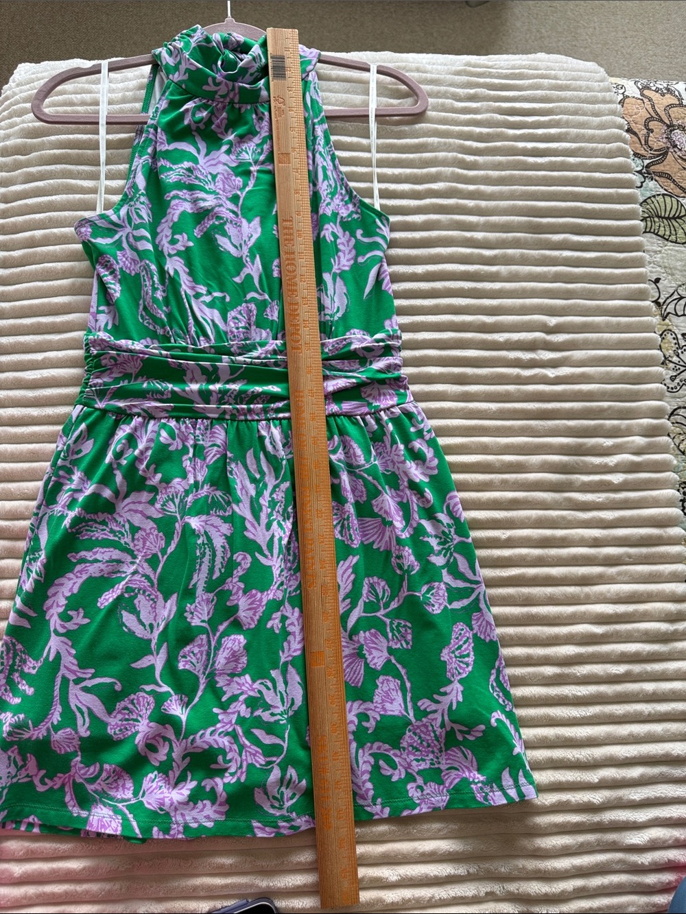 Lilly Pulitzer WYOTA SKIRTED ROMPER, BRAZILIAN GREEN SALTY SANDBAR size S - Picture 9 of 11